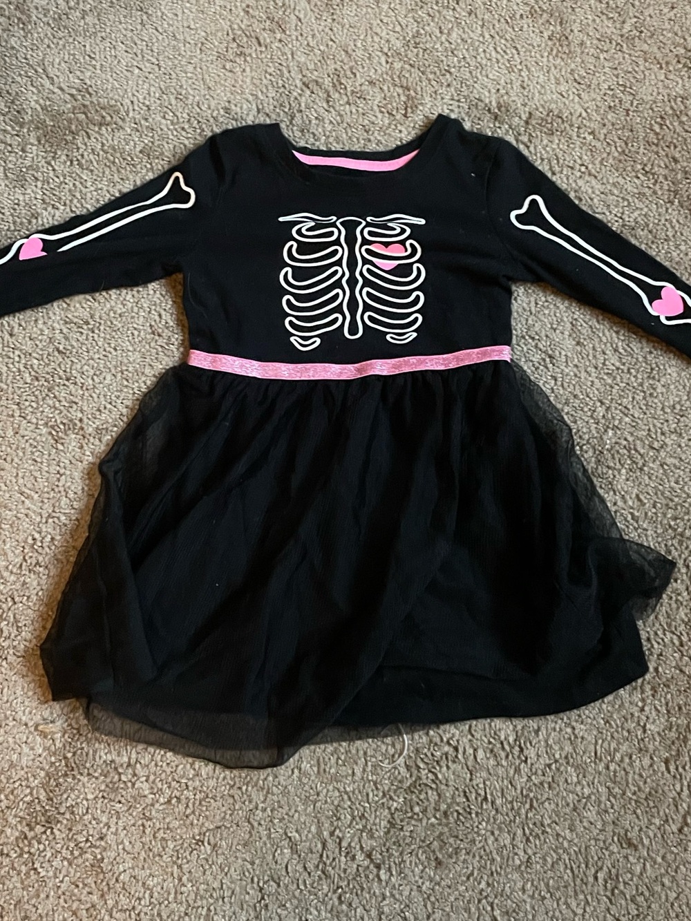 Cat & Jack Black and Pink Skeleton Tulle Costume Dress long sleeve